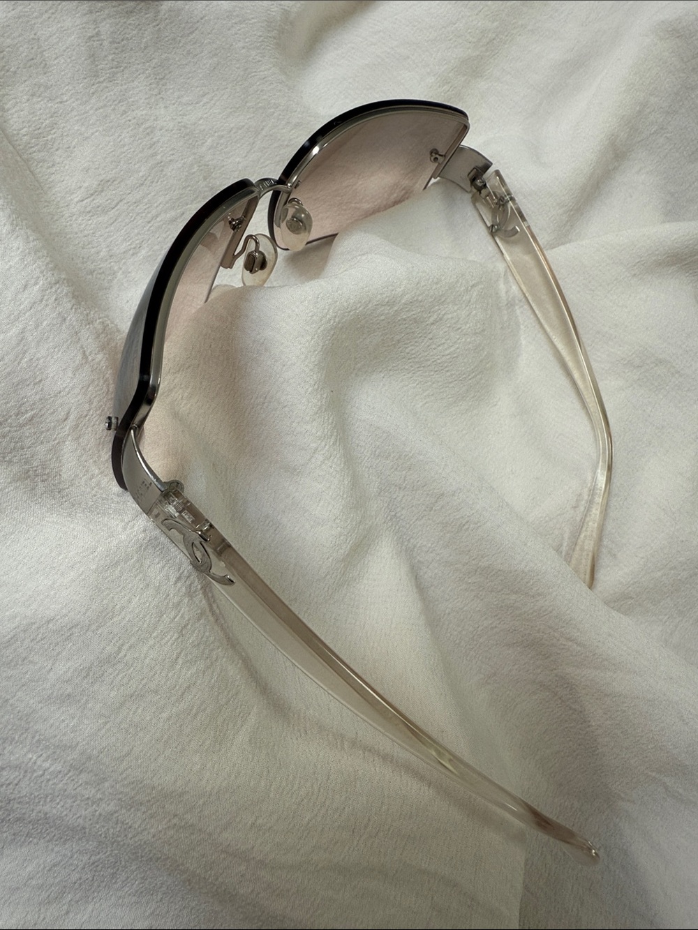 CHANEL Rimless Sunglasses in Light Brown Gradient Lens VINTAGE - Picture 11 of 16